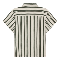 BIRKHOLM Muslin Skjorte Natur Beige & Oliven Grøn